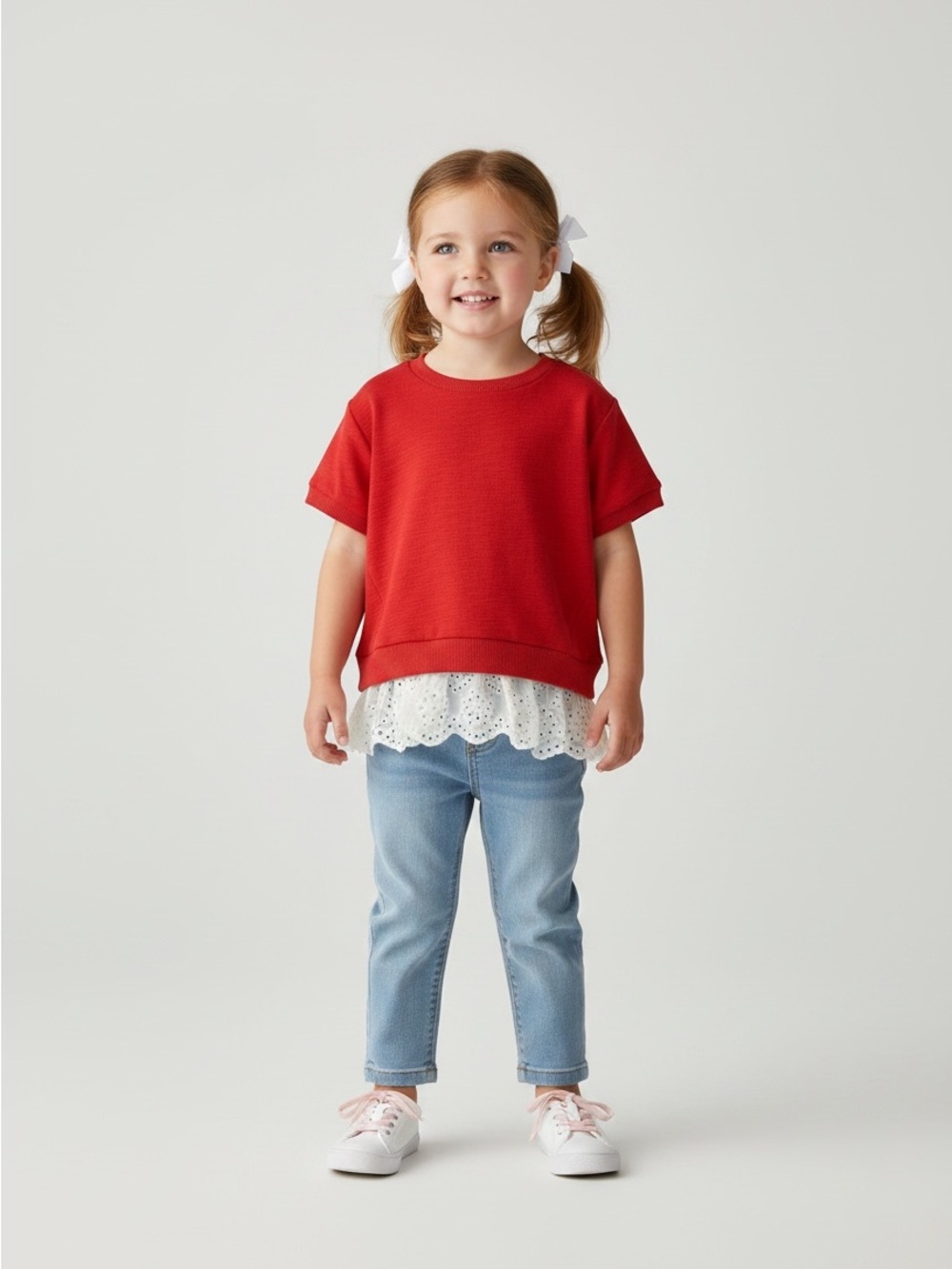 Jessica Simpson Red Eyelet Layered Hem Sweatshirt NWT Size 4T Retails $42